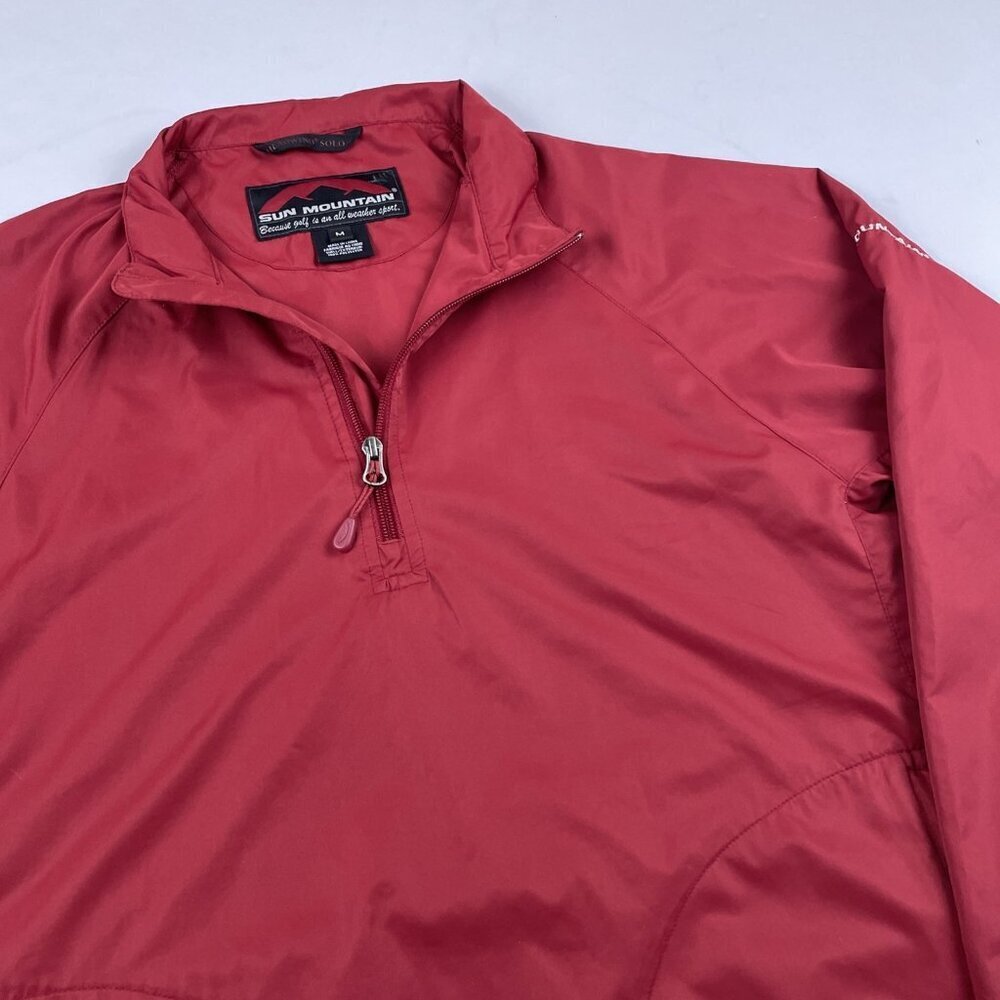 Sun Mountain Headwind Windbreaker Jacket Men's M 1/4 Zip Golf Pullover Red Light